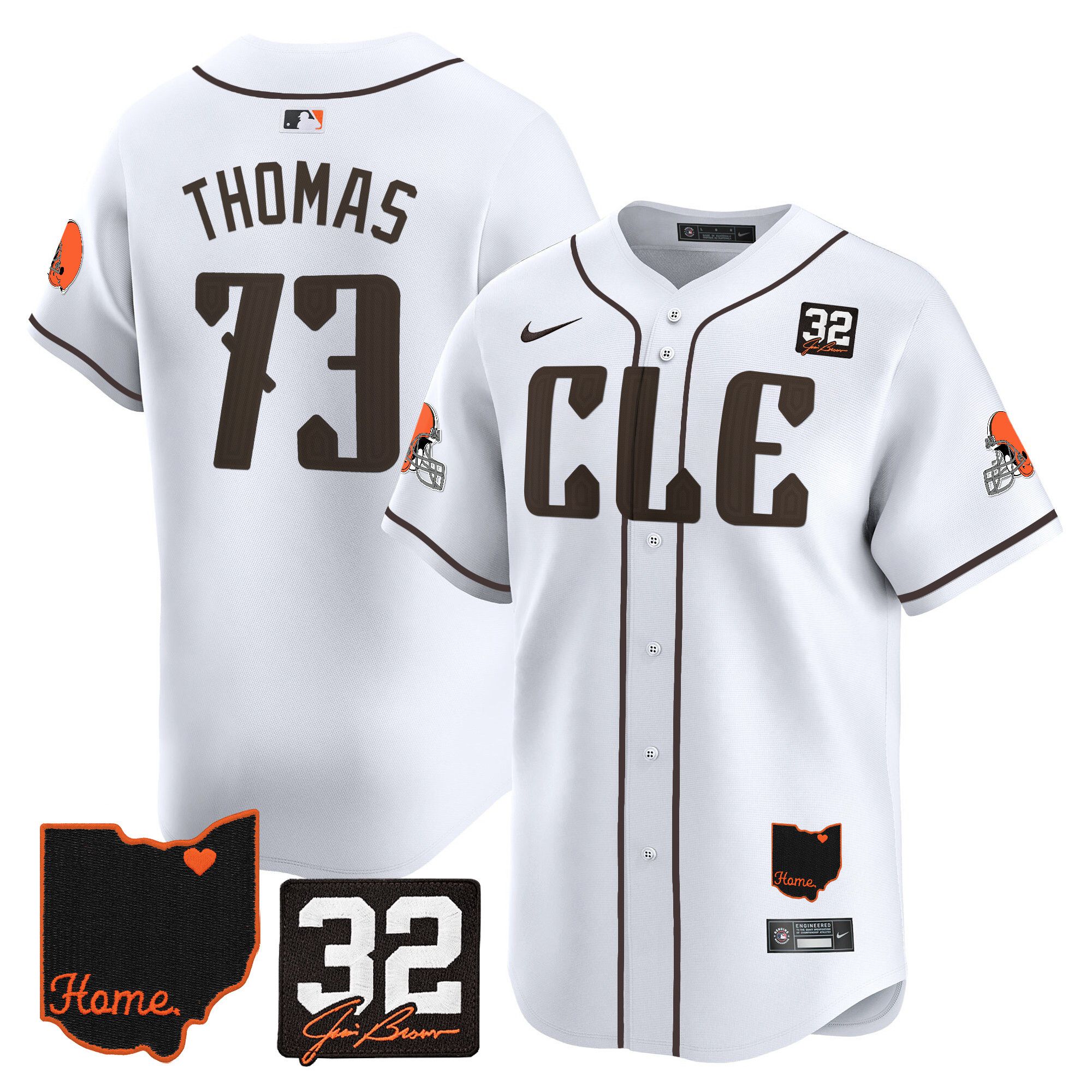 Men Cleveland Browns #73 Thomas White Home Patch Vapor Premier Limited 2024 Nike NFL Jersey